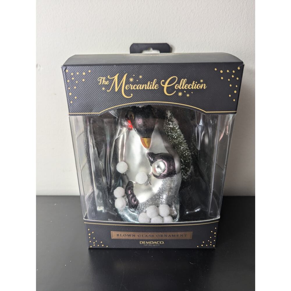 Demdaco The Mercantile Collection Penguins Blown Glass Ornament